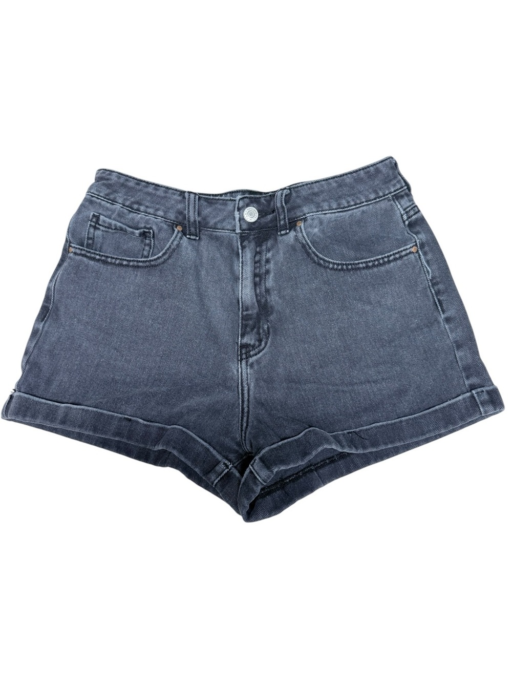 PacSun Washed Black High-Rise Denim Mom Shorts